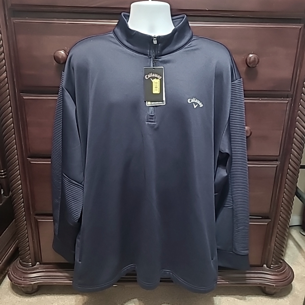 Callaway Opti Therm 1/4 Zip Golf Pullover Sweater Navy Stretch NWT Mens 2X